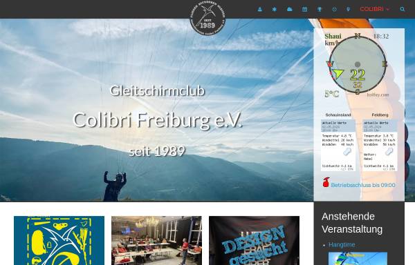Vorschau von www.gsccolibri.de, Gleitschirmclub Colibri e.V. Freiburg