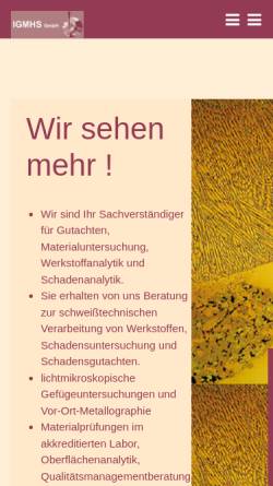 Vorschau der mobilen Webseite www.igmhs.de, Ingenieur-Gemeinschaft Meyer & Horn-Samodelkin GbR