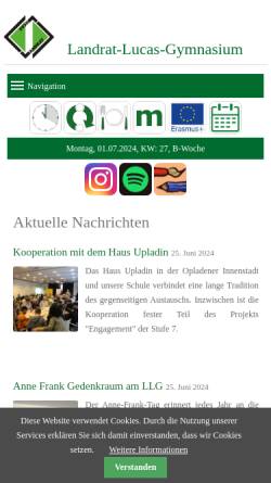 Vorschau der mobilen Webseite www.landrat-lucas.de, Landrat-Lucas-Gymnasium (LLG)