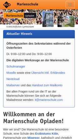 Vorschau der mobilen Webseite www.marienschule-opladen.com, Marienschule Opladen