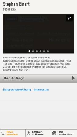 Vorschau der mobilen Webseite www.schluesseldienst-koeln.net, Stephan Einert, Sicherheitstechnik und Schlüsseldienst