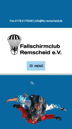 Vorschau der mobilen Webseite www.fsc-remscheid.de, Fallschirmclub Remscheid e.V.