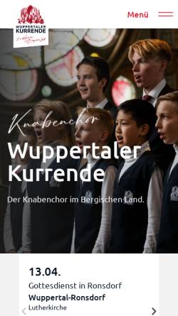 Vorschau der mobilen Webseite www.wuppertaler-kurrende.de, Knabenchor Wuppertaler Kurrende