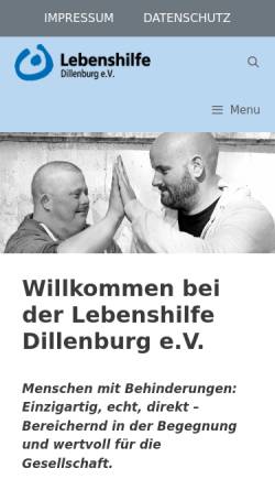 Vorschau der mobilen Webseite www.lebenshilfe-dillenburg.de, Dillenburger Werkstätten by Lebenshilfe Dillenburg e.V.