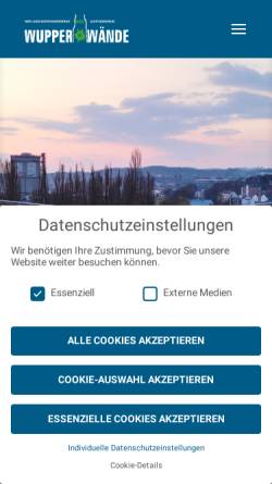 Vorschau der mobilen Webseite www.wupperwaende.de, DAV Kletterzentrum Wupper Wände