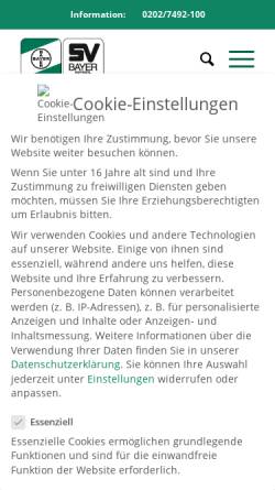 Vorschau der mobilen Webseite www.sv-bayer.de, SV Bayer Wuppertal e.V.