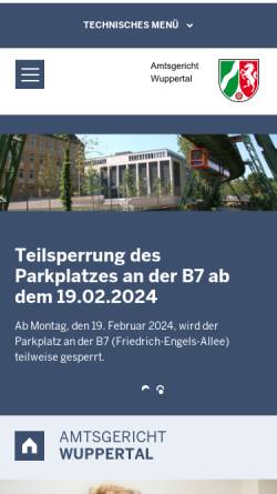 Vorschau der mobilen Webseite www.ag-wuppertal.nrw.de, Amtsgericht Wuppertal