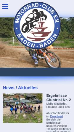 Vorschau der mobilen Webseite www.mcbb.de, Motorrad-Club Baden-Baden im ADAC e. V.