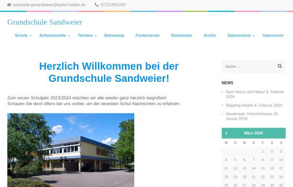 Vorschau von www.schule-sandweier.de, Grundschule und Hauptschule Sandweier