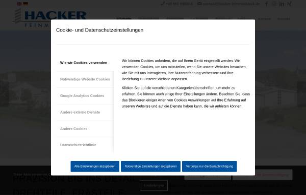 Vorschau von hacker-feinmechanik.com, Hacker Feinmechanik GmbH