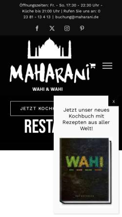 Vorschau der mobilen Webseite www.kochschule-maharani.de, Kochschule Maharani