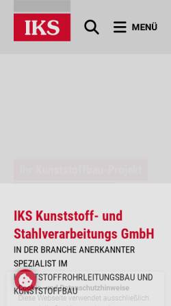 Vorschau der mobilen Webseite www.kunststoffanlagen.de, IKS Kunststoff- und Stahlverarbeitungs GmbH