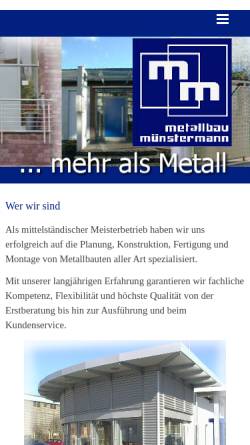 Vorschau der mobilen Webseite www.metallbau-muenstermann.de, Münstermann GmbH