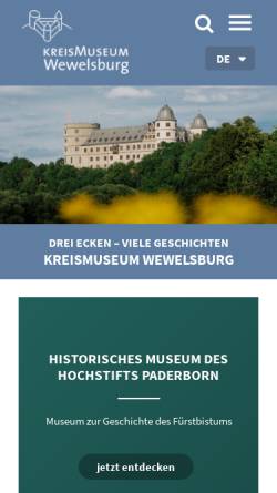 Vorschau der mobilen Webseite www.wewelsburg.de, Kreismuseum Wewelsburg