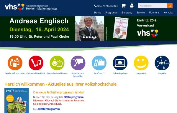 Vorschau von www.vhs-hoexter.de, Volkshochschule Höxter-Marienmünster