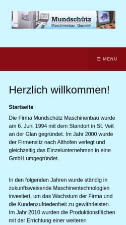 Vorschau der mobilen Webseite www.mundschuetz.at, Mundschütz Maschinenbau Ges.m.b.H.