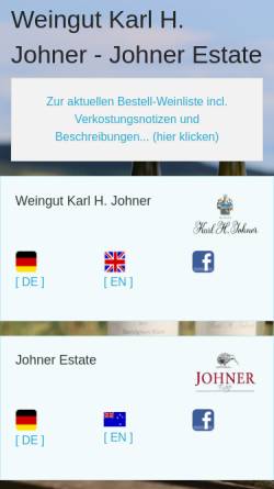 Vorschau der mobilen Webseite www.johner.de, Weingut Karl H. Johner GbR