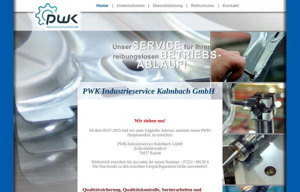 Vorschau von www.pwk-industrieservice.com, PWK Industrieservice Kalmbach GmbH