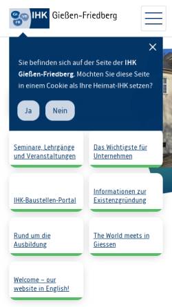 Vorschau der mobilen Webseite www.ihk.de, IHK Gießen-Friedberg