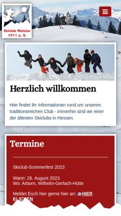 Vorschau der mobilen Webseite www.skiclub-wetzlar.de, Skiclub Wetzlar 1911 e.V.