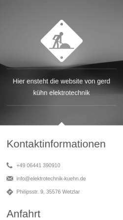 Vorschau der mobilen Webseite www.elektrotechnik-kuehn.de, Gerd Kühn Elektrotechnik