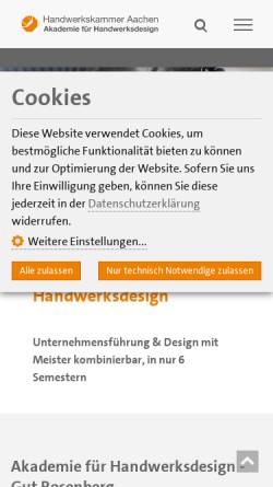 Vorschau der mobilen Webseite www.gut-rosenberg.de, Gut Rosenberg - Akademie des Handwerks