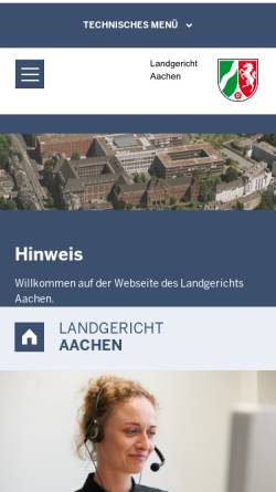 Vorschau der mobilen Webseite www.lg-aachen.nrw.de, Landgericht Aachen