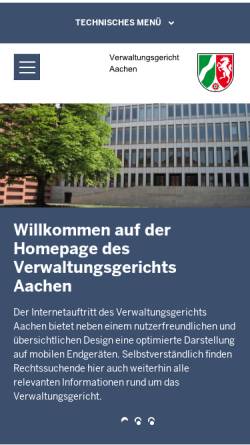 Vorschau der mobilen Webseite www.vg-aachen.nrw.de, Verwaltungsgericht Aachen