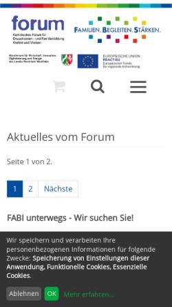 Vorschau der mobilen Webseite www.forum-krefeld-viersen.de, Katholisches Forum für Erwachsenen- und Familienbildung