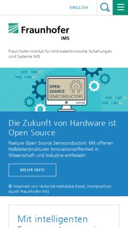 Vorschau der mobilen Webseite www.ims.fraunhofer.de, IMS Fraunhofer - Institut für mikroelektronische Schaltungen und Systeme