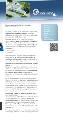 Vorschau der mobilen Webseite www.grund-duisburg.de, Elektrowerkzeuge Oliver Grund