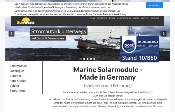 Vorschau von www.sunware.de, SunWare Home - Solarenergie für Boote
