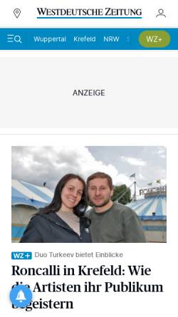 Vorschau der mobilen Webseite www.wz.de, WZ-Newsline - Westdeutsche Zeitung