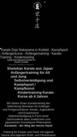 Vorschau der mobilen Webseite www.nakayama.de, Karate Dojo Nakayama Krefeld