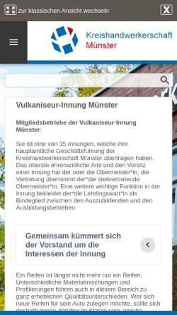 Vorschau der mobilen Webseite www.vulkaniseur-innung.de, Vulkaniseur-Innung Münster