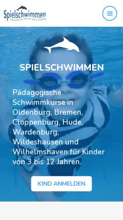 Vorschau der mobilen Webseite www.spielschwimmen.com, Spielschwimmen für Kinder