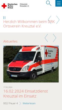 Vorschau der mobilen Webseite www.drk-kreuztal.de, DRK Ortsverein Kreuztal e.V.