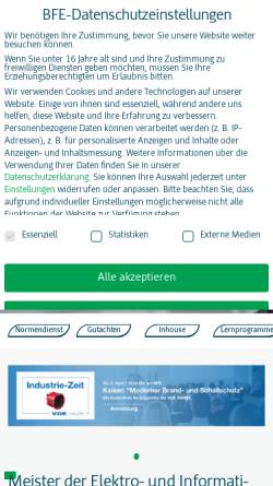 Vorschau der mobilen Webseite www.bfe.de, bfe Oldenburg