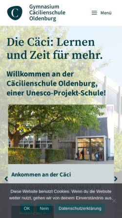 Vorschau der mobilen Webseite www.caeci.de, Gymnasium Cäcilienschule Oldenburg