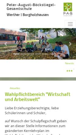 Vorschau der mobilen Webseite www.pab-gesamtschule.de, Peter-August-Böckstiegel-Gesamtschule