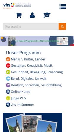 Vorschau der mobilen Webseite www.vhs-ravensberg.de, Volkshochschule Ravensberg