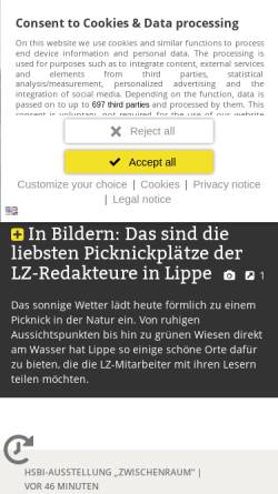Vorschau der mobilen Webseite www.lz-online.de, Lippische Landeszeitung
