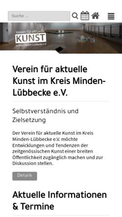 Vorschau der mobilen Webseite www.aktuelle-kunst-ev.de, Verein für aktuelle Kunst im Kreis Minden-Lübbecke e.V.