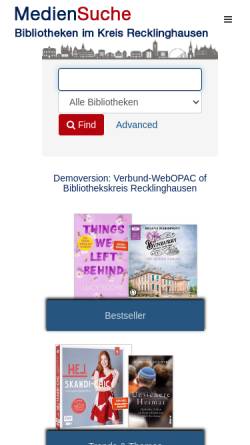 Vorschau der mobilen Webseite www.bibliotheken-im-kreisre.de, Bibliotheken im Kreis Recklinghausen
