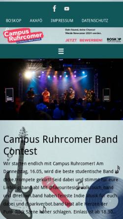 Vorschau der mobilen Webseite www.campus-ruhrcomer.de, Bochumer Newcomer Festival