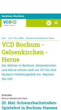 Vorschau der mobilen Webseite www.vcd-bochum.de, VCD Kreisverband Bochum und Gelsenkirchen e.V.