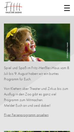 Vorschau der mobilen Webseite www.fhh.de, Fritz Hensler Haus - Haus der Jugend