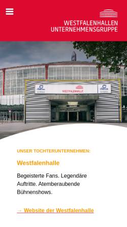 Vorschau der mobilen Webseite www.westfalenhallen.de, Westfalenhallen Dortmund GmbH