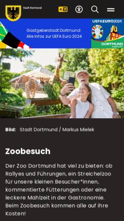 Vorschau der mobilen Webseite zoo.dortmund.de, Zoo Dortmund