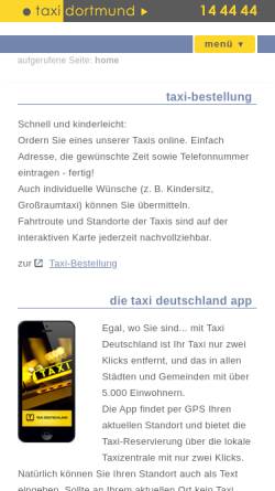 Vorschau der mobilen Webseite www.taxi-dortmund.de, Taxi Zentrale
